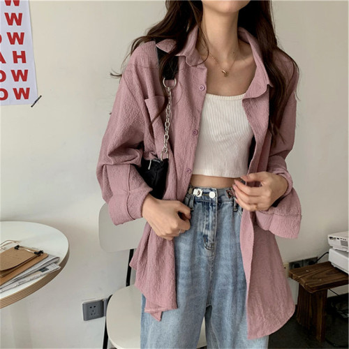 Shirt New Early Autumn Chic Design Niche Cold Style Long Sleeve Hong Kong Style Spring and Autumn Temperament Top for Women