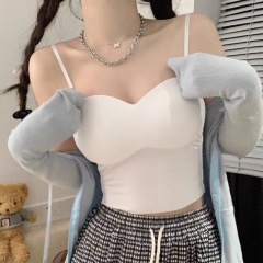 Summer ice silk fixed cup tube top hot girl wears beautiful back camisole underwear for inner wear and outer wear for women