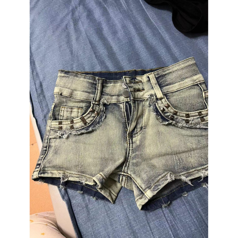 American hottie Liu Ding design low-waist denim super shorts for women summer new elastic slimming slimming hip-hugging hot pants