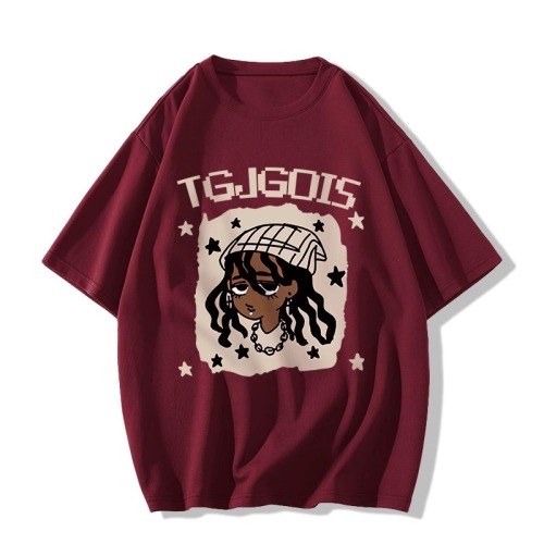 Pure cotton American short-sleeved T-shirt for women 2024 summer new style loose large design half-sleeved T-shirt top