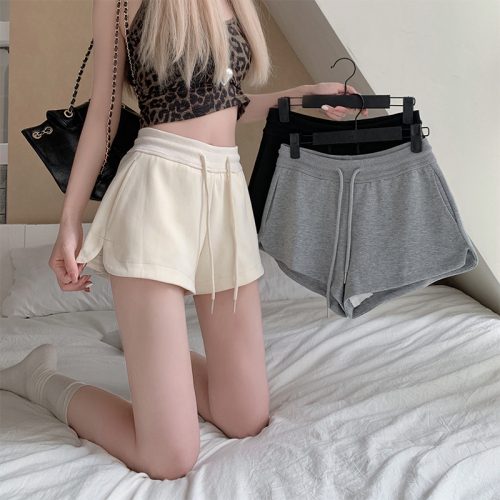 Summer new hot girl drawstring casual shorts women's high-waist slim sports A-line hip-hugging shorts