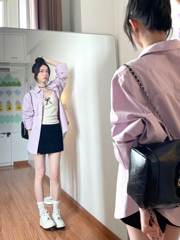 women's purple long sleeve shirt spring and summer