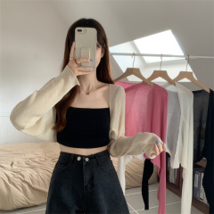 Summer new thin air-conditioned blouse knitted long-sleeved sun protection small coat for women