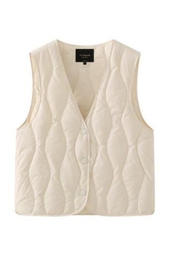 Plus size plus size solid color versatile V-neck liner warm and thickened down cotton vest jacket for women winter 2024