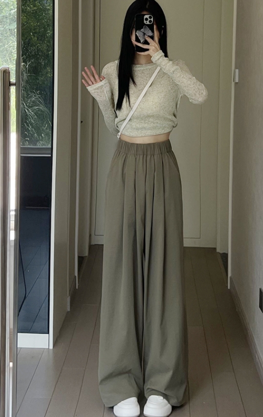 Real-price Yamamoto pants for women, spring and autumn 2024 new high-waisted, lazy, wide-leg pants for small people, floor-length casual pants