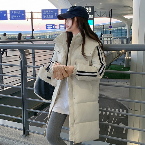 Real shot of down cotton coat women's mid-length 2024 winter new Korean style bf loose thickened cotton coat ins jacket