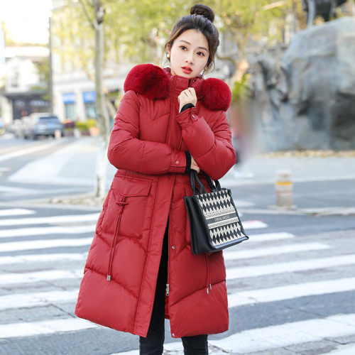 Actual shot of 2024 Korean Dongdaemun autumn and winter new large fur collar mid-length slim slim down jacket for women