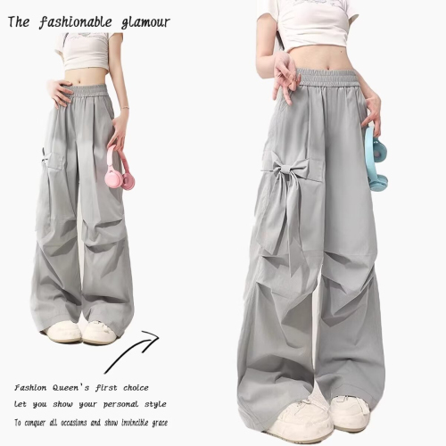 Overalls trousers spring and summer American loose straight casual trousers girls trendy high street paratrooper trousers