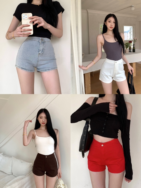 Actual shot, real price, retro style, high waist, slimming and versatile shorts