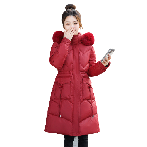 Actual shot of 2024 Korean Dongdaemun autumn and winter new large fur collar mid-length slim slim down jacket for women