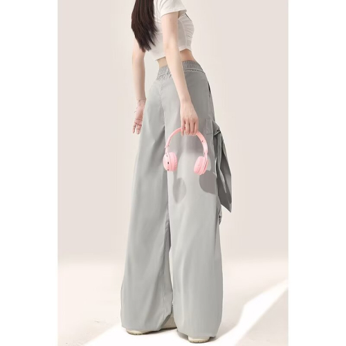 Overalls trousers spring and summer American loose straight casual trousers girls trendy high street paratrooper trousers