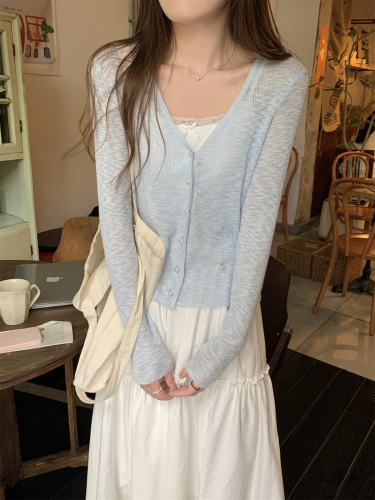 Tmall quality thin V-neck sun protection sweater women's summer temperament cardigan solid color versatile short top