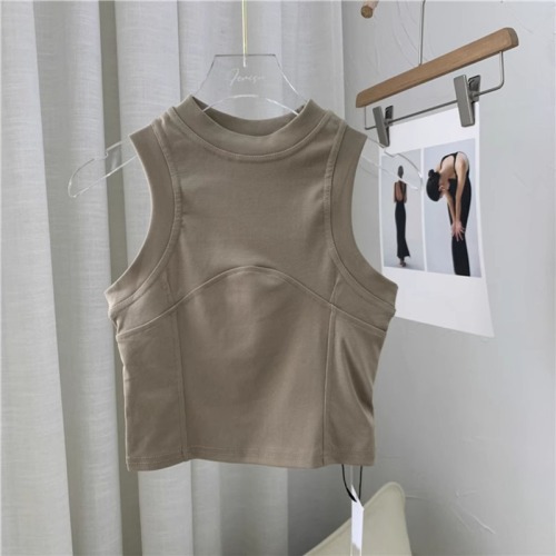 92 cotton/8 spandex 40 count 210g pure cotton short I-shaped vest for women sleeveless