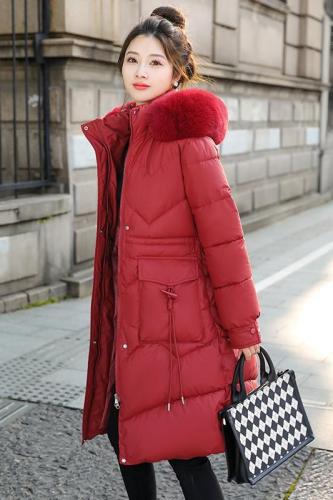 Actual shot of 2024 Korean Dongdaemun autumn and winter new large fur collar mid-length slim slim down jacket for women