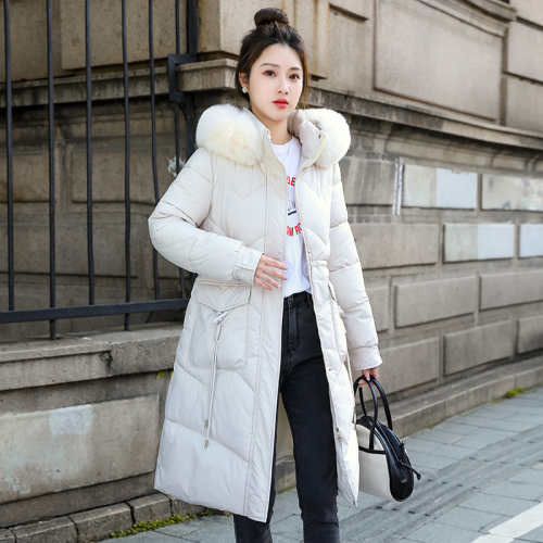 Actual shot of 2024 Korean Dongdaemun autumn and winter new large fur collar mid-length slim slim down jacket for women