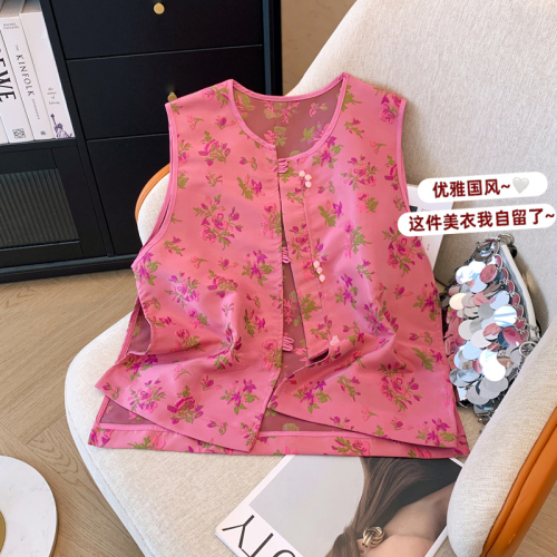 New Chinese style Chinese style lace embroidered vest for women summer thin outer wear high-end sleeveless top trendy