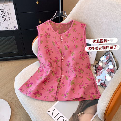 New Chinese style Chinese style lace embroidered vest for women summer thin outer wear high-end sleeveless top trendy