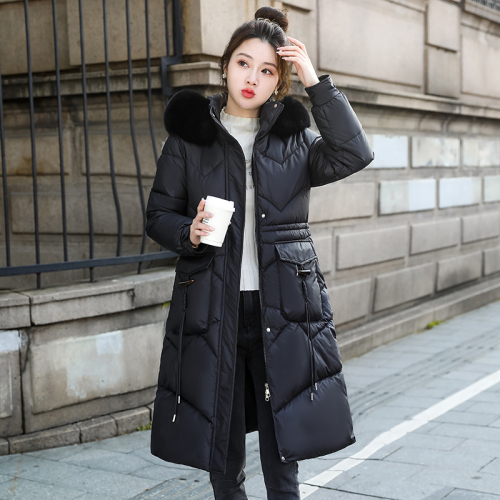 Actual shot of 2024 Korean Dongdaemun autumn and winter new large fur collar mid-length slim slim down jacket for women