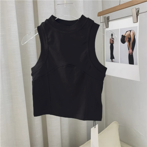 92 cotton/8 spandex 40 count 210g pure cotton short I-shaped vest for women sleeveless