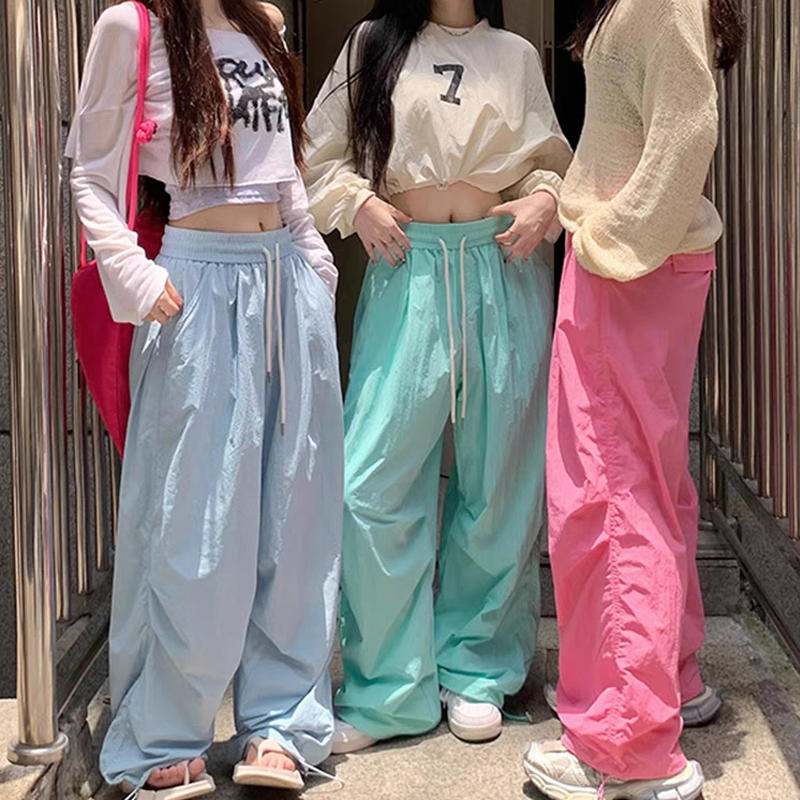 Dopamine quick-drying casual sports women's summer thin Korean style high-waisted loose slimming straight pants