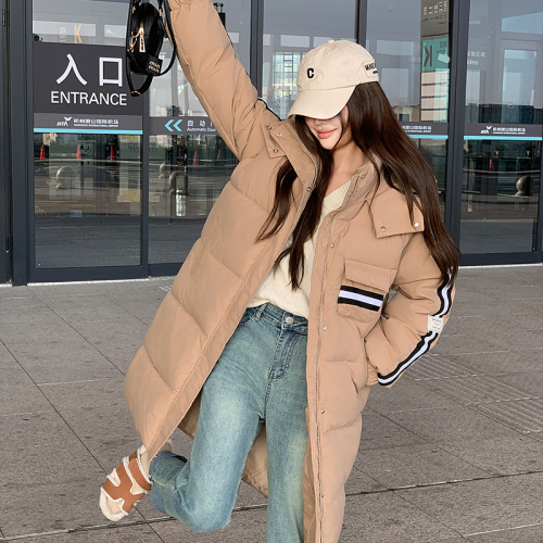 Real shot of down cotton coat women's mid-length 2024 winter new Korean style bf loose thickened cotton coat ins jacket