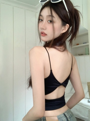 Korean style summer knot beautiful back ice ribbon chest pad camisole