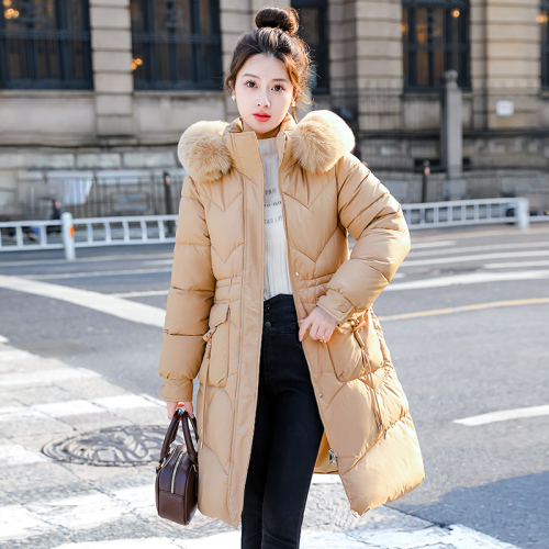 Actual shot of 2024 Korean Dongdaemun autumn and winter new large fur collar mid-length slim slim down jacket for women