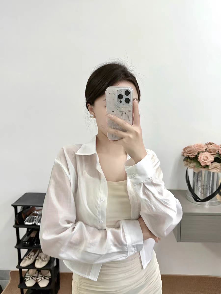 Short chiffon sun protection cardigan, thin women's suspender skirt, blouse, summer shawl, small waistcoat, tulle top, jacket