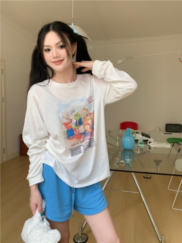 New product debut cartoon round neck cute casual versatile long-sleeved T-shirt