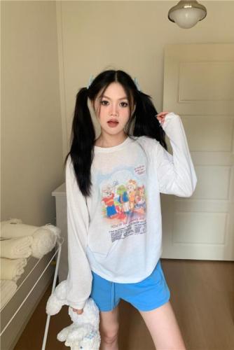 New product debut cartoon round neck cute casual versatile long-sleeved T-shirt