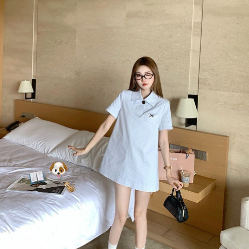 Small 2024 summer new style sweet and refreshing outer wear small fresh shirt dress women's dress college style skirt