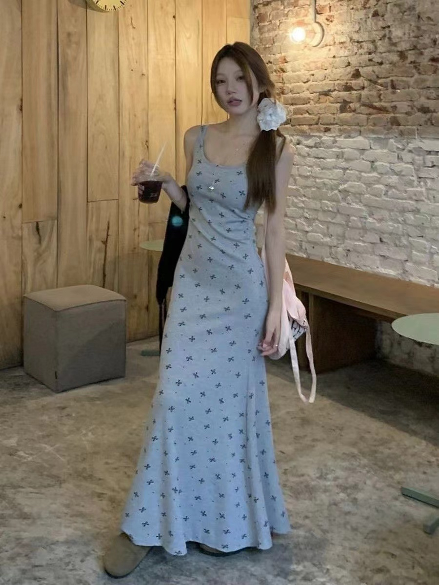 , Sweet and Spicy Style Suspender Dress Suit Women's Summer Slim Fit Commuting Long Skirt