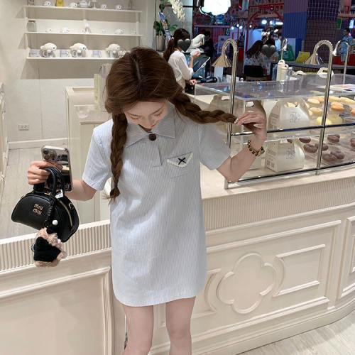 Small 2024 summer new style sweet and refreshing outer wear small fresh shirt dress women's dress college style skirt