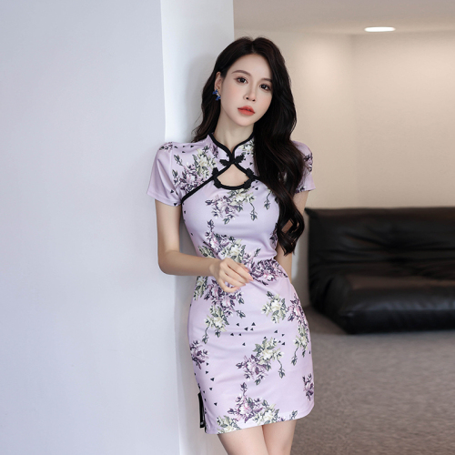 2024 fashion improved version of cheongsam dress summer cute and sweet daily wear young girl Chinese style