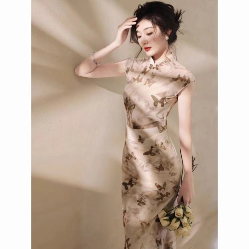 French cheongsam fishtail skirt 2024 new new Chinese style women's Chinese style young style elegant temperament daily dress