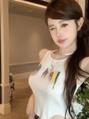 2024夏新款設計露背小心機背心上衣純欲辣妹不規則短款無袖T恤女