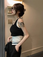 官圖 92棉/8氨綸40支210g純棉 辣妹假兩件運動背心女