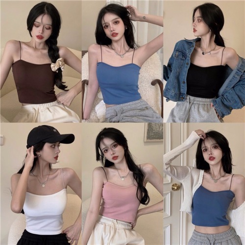 Girls' underwear women's original quality thin bottoming tube top suspender short vest with chest pad and no rim top