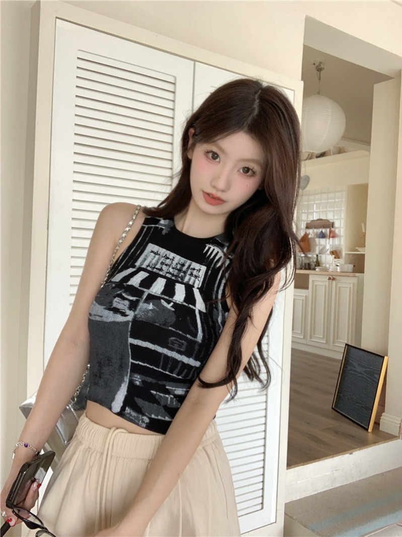 實拍 美式背心外穿夏季新款無袖T恤女修身顯瘦短款上衣ins潮