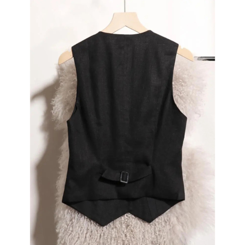 Quality Inspection Official Picture Summer New Single Wear Short V-neck Linen Suit Women's Thin Summer Vest Suit Vest