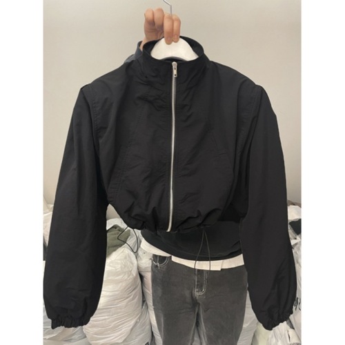 Original quality stand collar sun protection clothing for women summer drawstring zipper long sleeve short sports coat