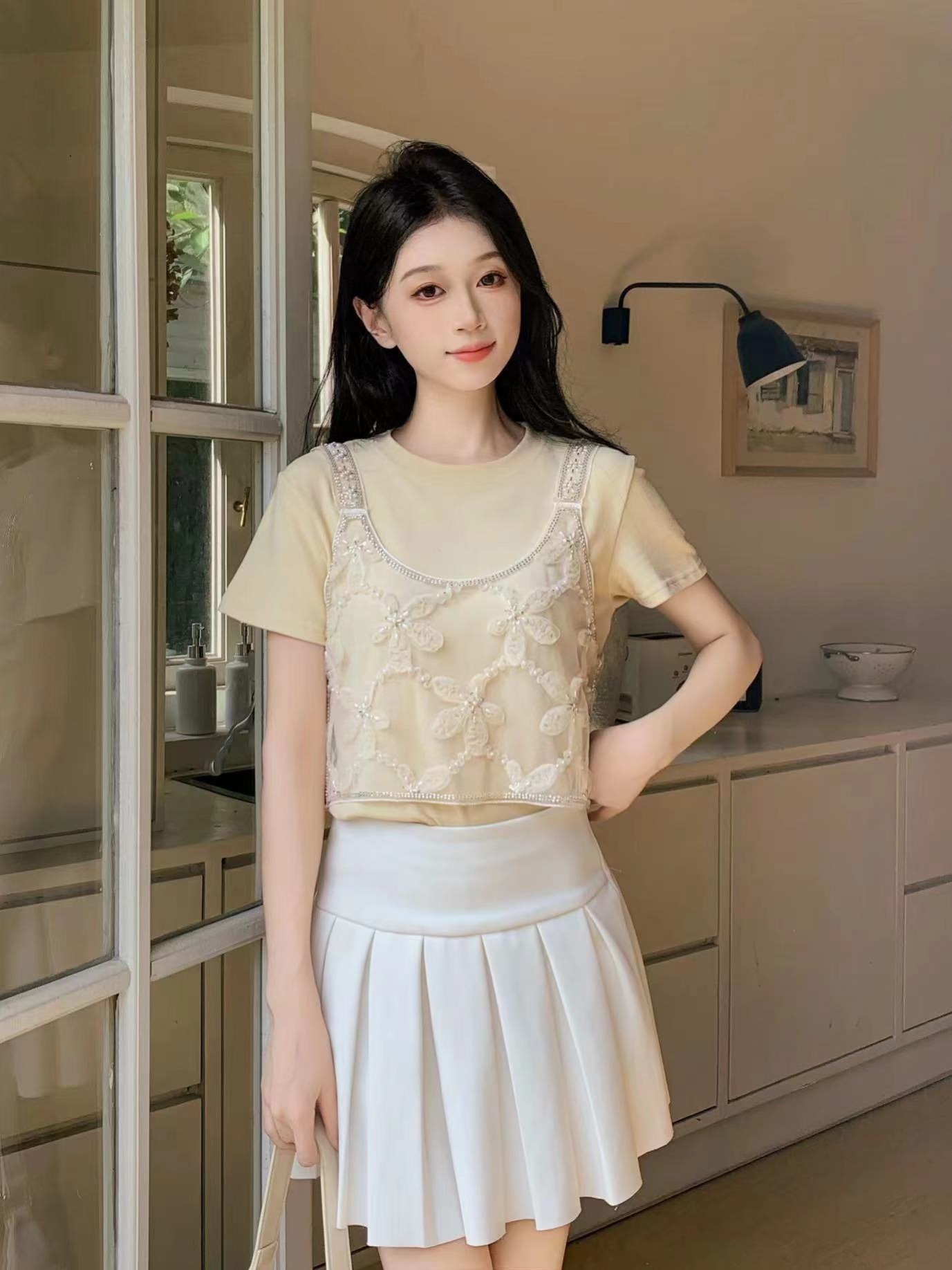 New Heavy Industry Sparkling Strap Loose Sleeveless Round Neck Embroidered Beaded Top for Women Trendy Dangle