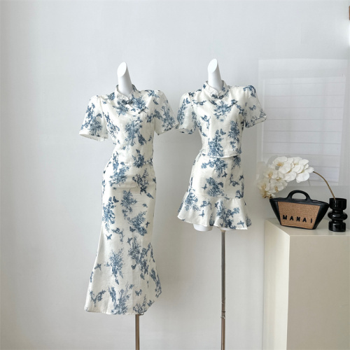 Wu Mei Ziyun customized blue and white porcelain summer slimming printing suit pre-slimming JJX4TZ2066 temperament