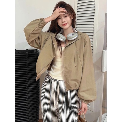 Official Picture Original Fabric Quality Hooded Jacket Women's Casual Short Jacket Top