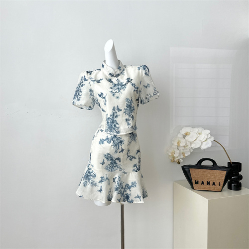 Wu Mei Ziyun customized blue and white porcelain summer slimming printing suit pre-slimming JJX4TZ2066 temperament