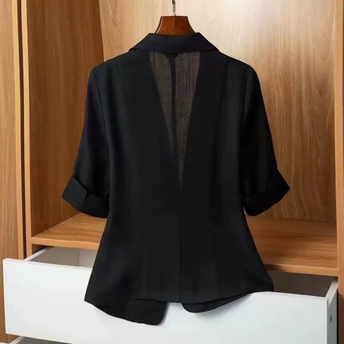 Ice silk linen small suit short jacket for women spring and summer thin large size foreign style casual suit cardigan black top