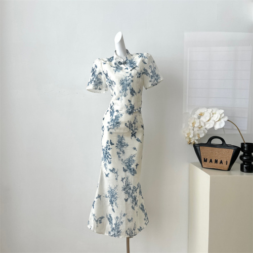 Wu Mei Ziyun customized blue and white porcelain summer slimming printing suit pre-slimming JJX4TZ2066 temperament