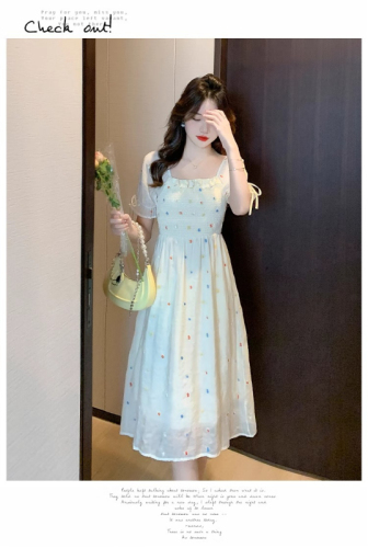 Floral chiffon dress for women summer 2024 new style small temperament French long skirt high-end light luxury waist