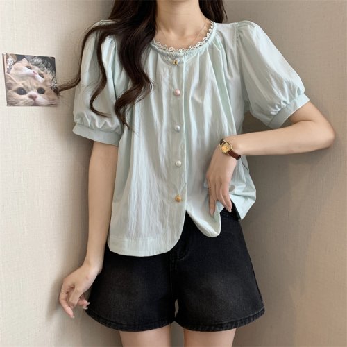 Actual shot ~ new design lazy style shirt for women summer French niche shirt