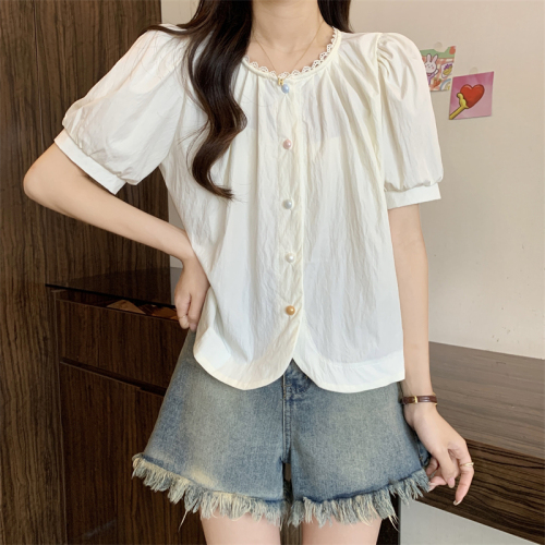 Actual shot ~ new design lazy style shirt for women summer French niche shirt